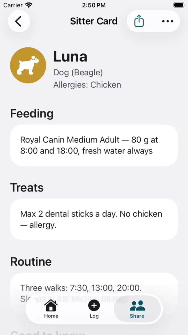 MendPaw Sitter Card preview